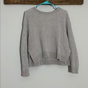 Chenille grey cropped sweater